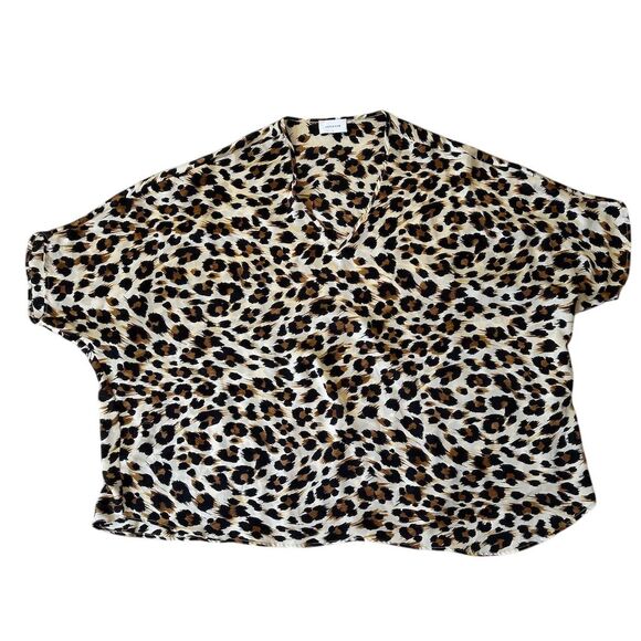 Adrienne  Women's Animal Print V-Neck Blouse Multicolor Size M - Picture 4 of 4